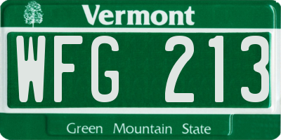 VT license plate WFG213