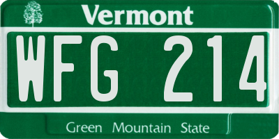 VT license plate WFG214