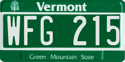 VT license plate WFG215