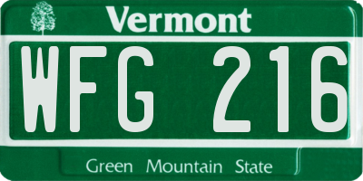 VT license plate WFG216