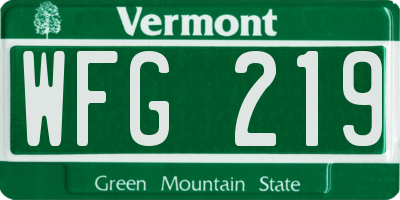 VT license plate WFG219