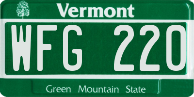 VT license plate WFG220