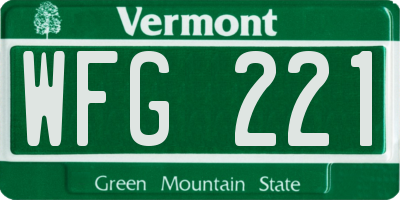 VT license plate WFG221