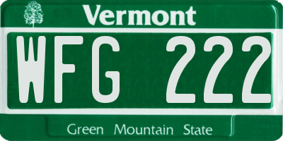 VT license plate WFG222
