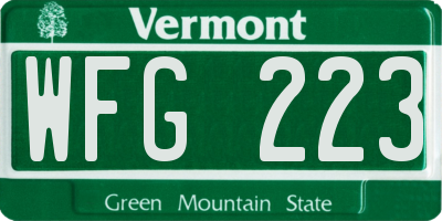 VT license plate WFG223