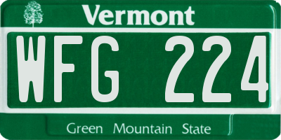VT license plate WFG224