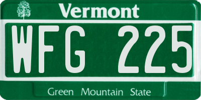 VT license plate WFG225