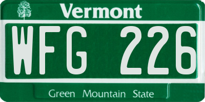 VT license plate WFG226