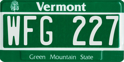 VT license plate WFG227