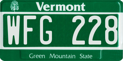 VT license plate WFG228