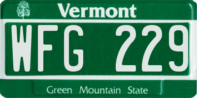 VT license plate WFG229