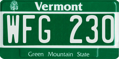 VT license plate WFG230