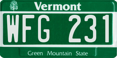 VT license plate WFG231