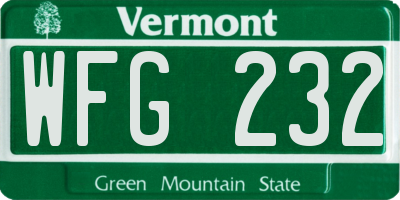 VT license plate WFG232