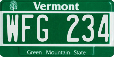 VT license plate WFG234