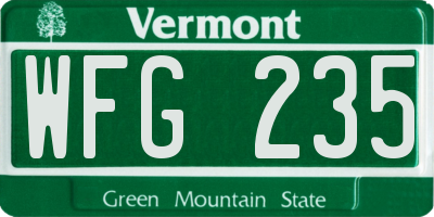 VT license plate WFG235
