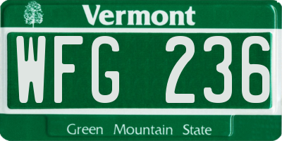 VT license plate WFG236