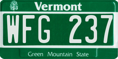 VT license plate WFG237