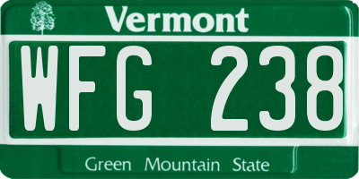 VT license plate WFG238