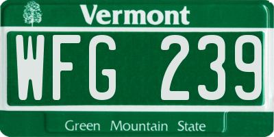 VT license plate WFG239