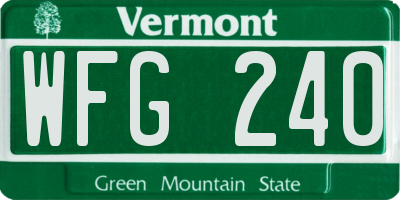 VT license plate WFG240