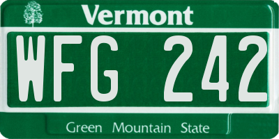 VT license plate WFG242