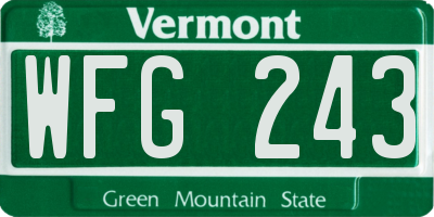 VT license plate WFG243