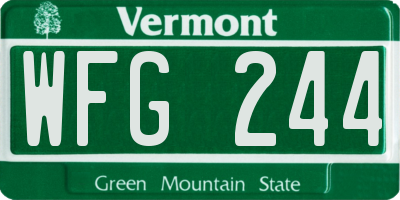VT license plate WFG244