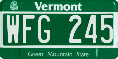 VT license plate WFG245