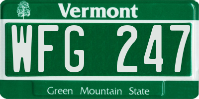 VT license plate WFG247