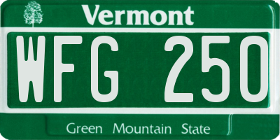 VT license plate WFG250