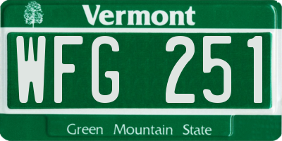 VT license plate WFG251