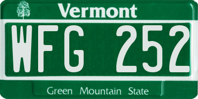 VT license plate WFG252