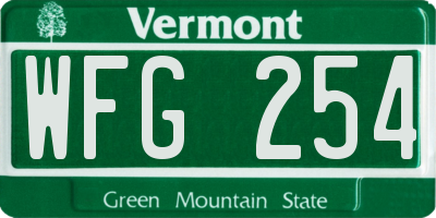 VT license plate WFG254