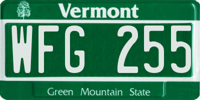 VT license plate WFG255