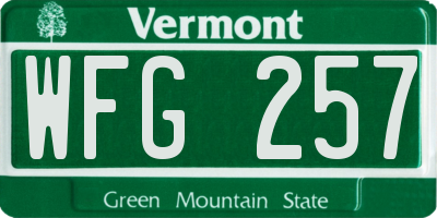 VT license plate WFG257