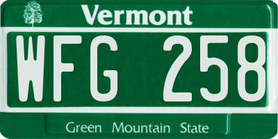 VT license plate WFG258