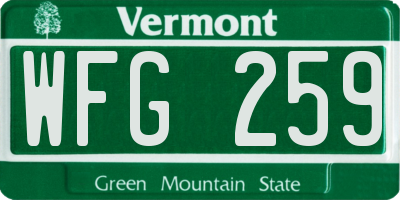 VT license plate WFG259