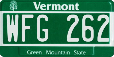 VT license plate WFG262