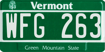 VT license plate WFG263