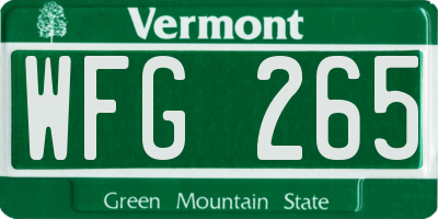 VT license plate WFG265