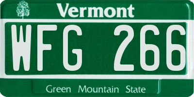 VT license plate WFG266