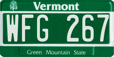 VT license plate WFG267