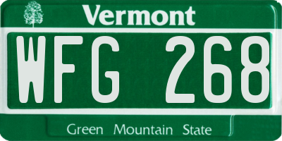 VT license plate WFG268
