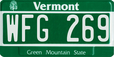 VT license plate WFG269
