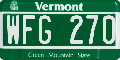 VT license plate WFG270