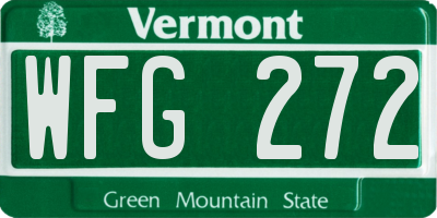 VT license plate WFG272