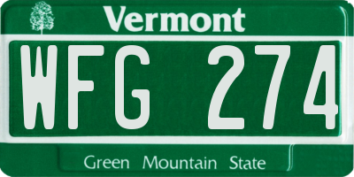 VT license plate WFG274