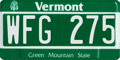 VT license plate WFG275