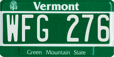 VT license plate WFG276